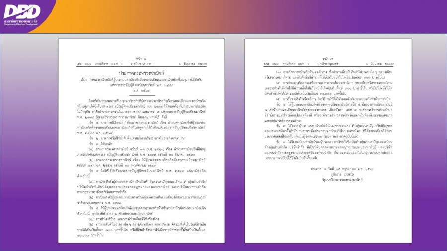 ประชาสัมพันธ์ประกาศกระทรวงพาณิชย์ เรื่อง กำหนดพาณิชยกิจที่ผู้ประกอบพาณิชยกิจต้องจดทะเบียน และพาณิชยกิจที่ไม่อยู่ภายใต้บังคับ แห่งพระราชบัญญัติทะเบียนพาณิชย์ พ.ศ. 2499 พ.ศ. 2567
